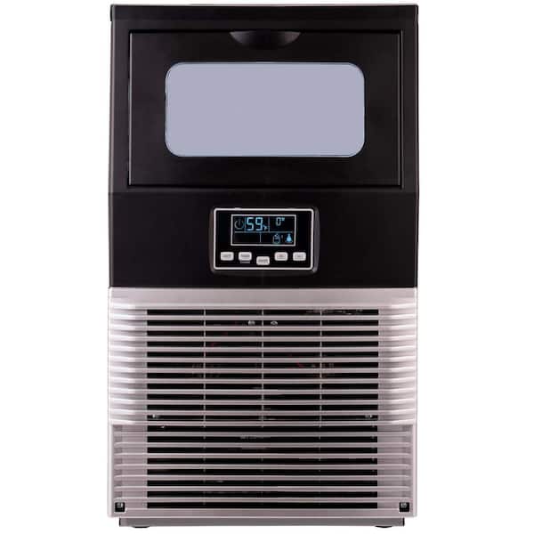 Aoibox 66 lb. Commercial Built-In Stainless Steel Auto-Clean Automatic Water Inlet with Scoop Ice Maker in Black and Silver