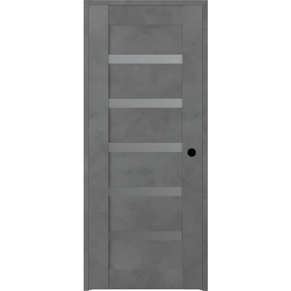 Belldinni Vona 07-04 18 in. x 80 in. Left-Hand 5-Lite Frosted Glass Solid Core Dark Urban Wood Single Prehung Interior Door