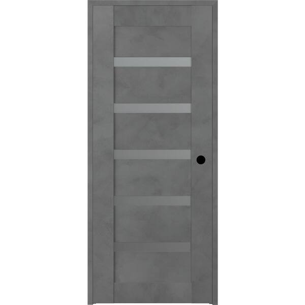 Belldinni Vona 07-04 30 in. x 80 in. Left-Hand 5-Lite Frosted Glass Solid Core Dark Urban Wood Single Prehung Interior Door