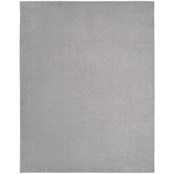 Essentials 8 ft. x 10 ft. Silver Gray Solid Contemporary Indoor/Outdoor Patio Area Rug