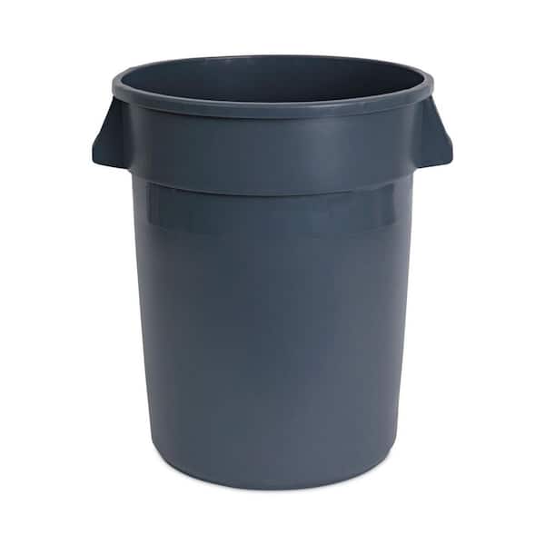 32 Gal, Round Waste Receptacle, LLDPE, Gray