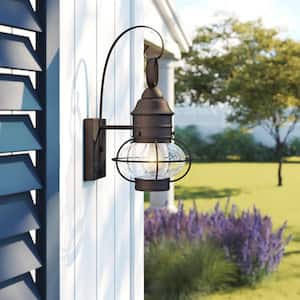 Nantucket 14.25 in. Rustique 1-Light Outdoor Line Voltage Wall Sconce with No Bulb Included