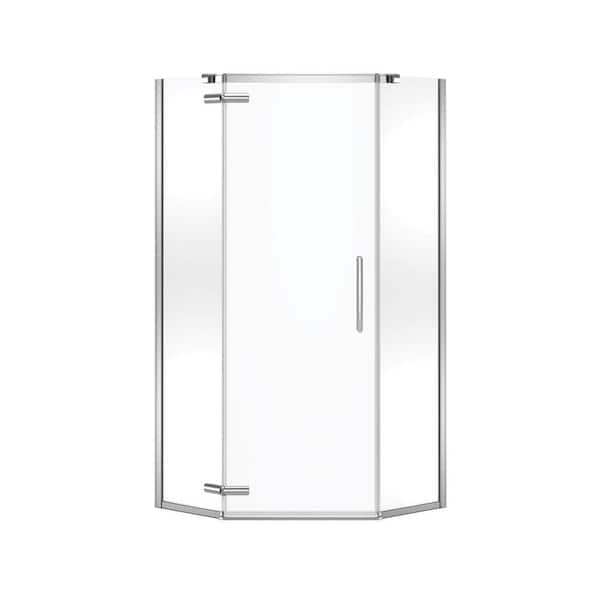 Hana 38 in. x 38 in. x 75 in. Frameless Neo-Angle Pivot Shower Door in Chrome