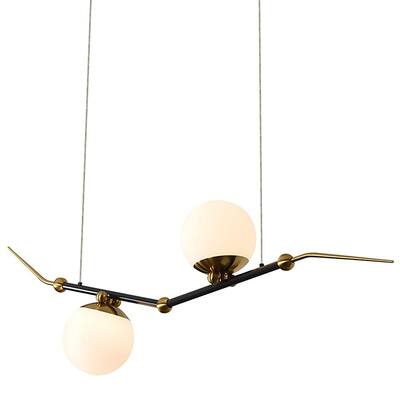 Chianti 43 in. 24-Watt Integrated LED Antique Brass Adjustable Island Chandelier with Glass Shades