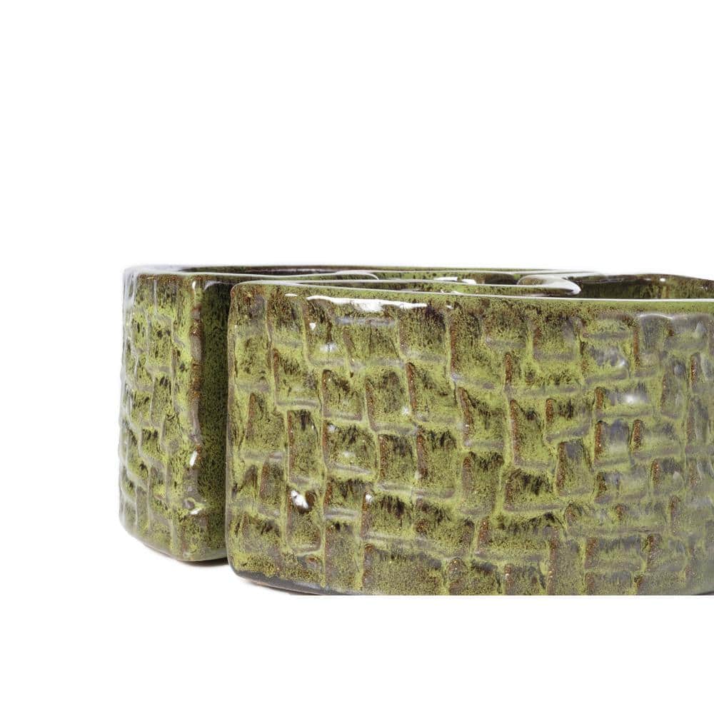 Island Green Ceramic Cobblestone Umbrella Planter