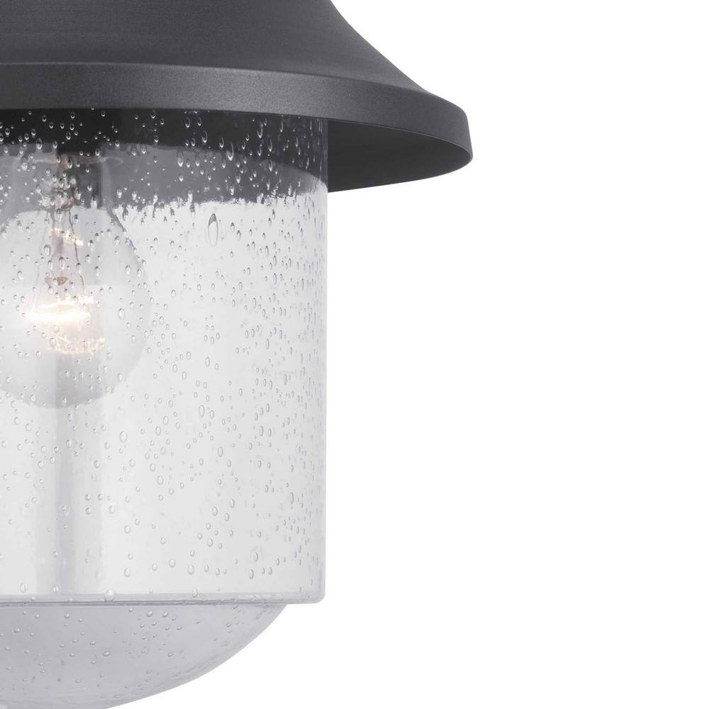 Weldon Black Outdoor Wall Lantern with Clear Seeded Glass Shade