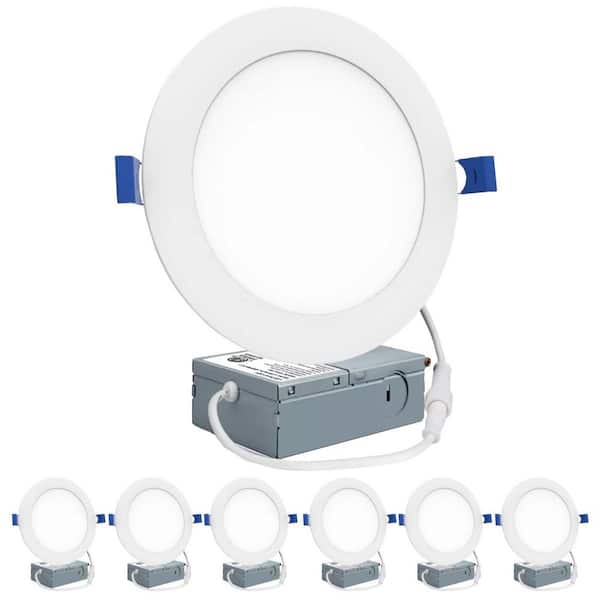 6 in. 100-Watt Equivalent Ultra-Thin Integrated LED Recessed Ceiling Light, 5CCT Selectable Dimmable 1050 Lumens 6-Pack