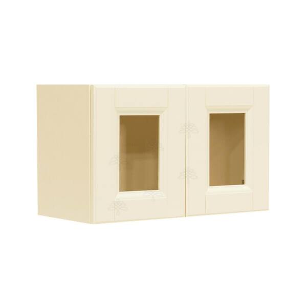 LIFEART CABINETRY Oxford Assembled 36 in. x 18 in. x 12 in. Wall Mullion Raised-Panel Door Cabinet with in Creamy White