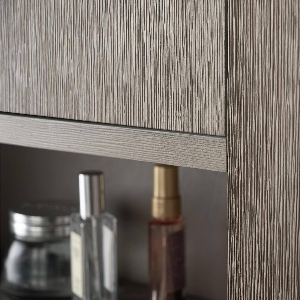 Driftwood Gray Wall Mounted Bathroom Storage Cabinet with Golden Handles