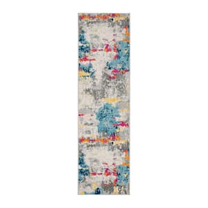Transitional Distressed Modern Multi 2 ft. x 7 ft. Abstract Runner Rug