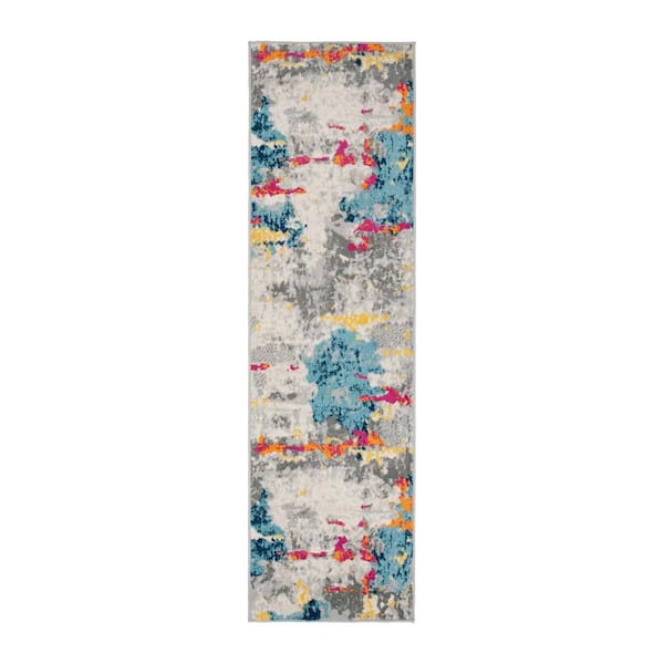 World Rug Gallery Transitional Distressed Modern Multi 2 ft. x 7 ft. Abstract Runner Rug