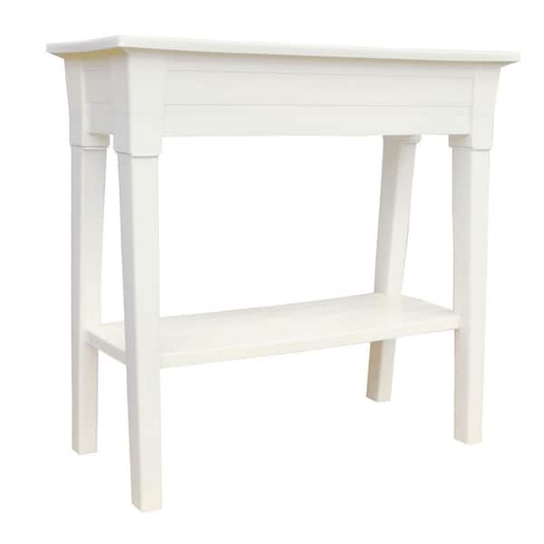 Adams Deluxe 15.5 in. L x 36 in. W x 34 in. H Resin White Garden Planter with Shelf