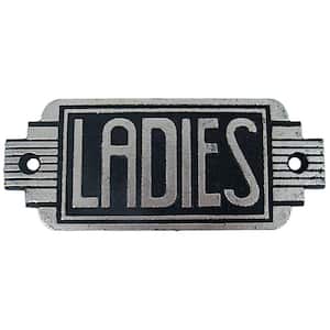 2.5 in. x 6 in. Streamlined Art Deco Cast Iron Ladies Room Door Sign