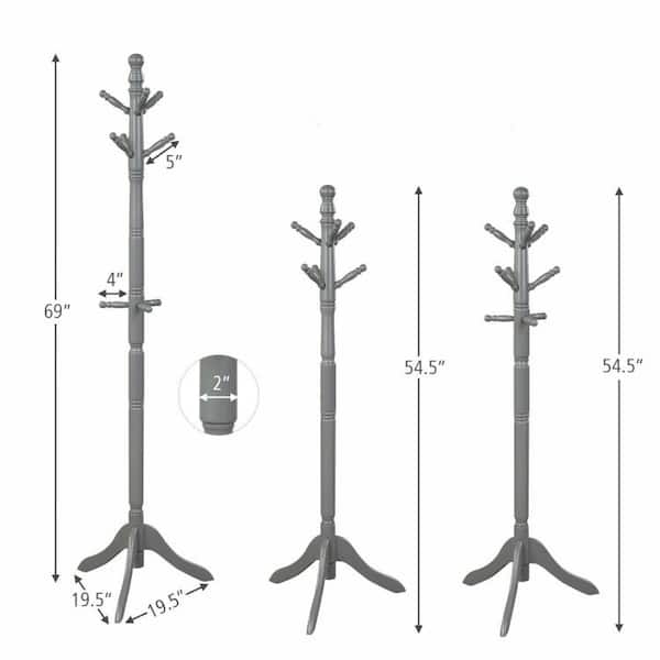 Aoibox 69 in. H Entryway Height Adjustable Coat Stand with 9