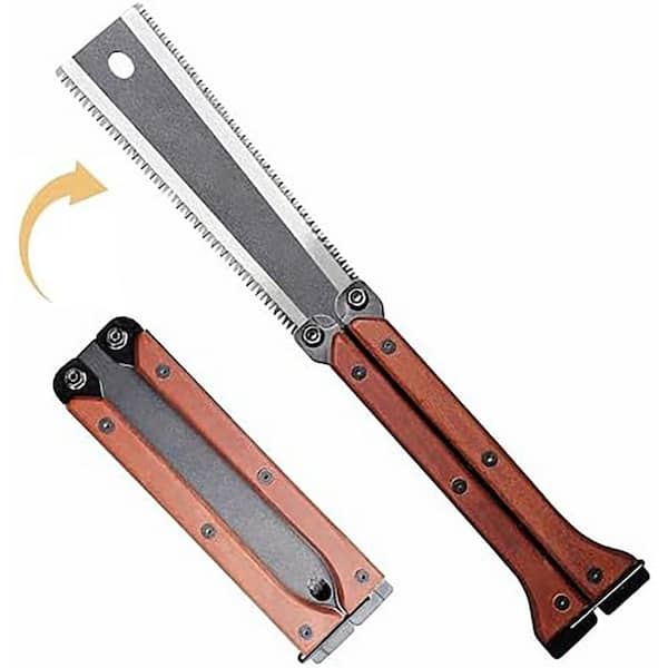 Unbranded 5.5 Japanese Pull Style Folding Saw with SK5 Double Edge Blade for Camping, Gardening, Carpentry, and Bushcraft Steel