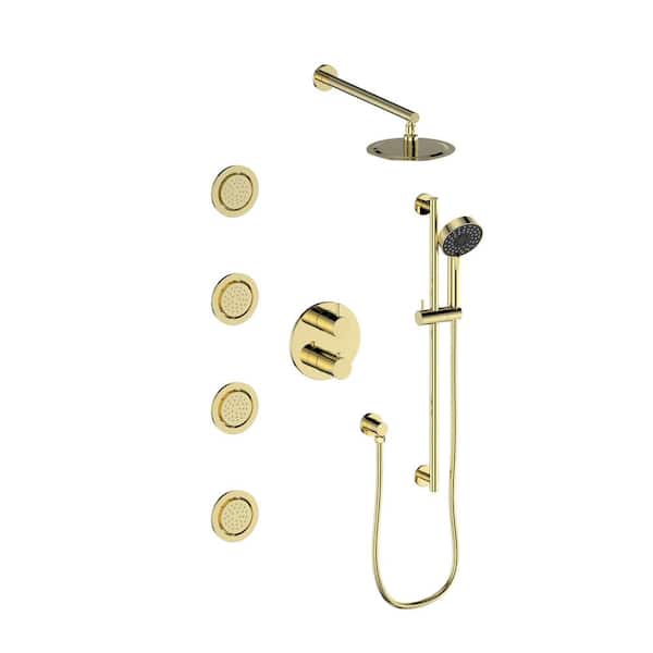 ZLINE Kitchen and Bath ZLINE Emerald Bay 4-Jet Thermostatic Shower System in Gold