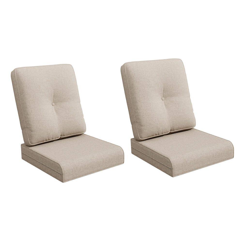 22 in. x 24 in. 4-Piece Replacement Outdoor Lounge Chair Cushion in Beige