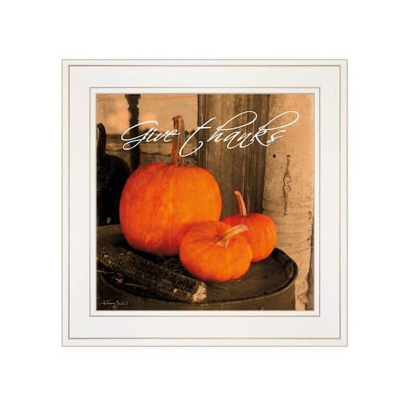 HomeRoots Charlie Give Thanks 1-Piece Framed Wall Art 15 in. x 15 in.
