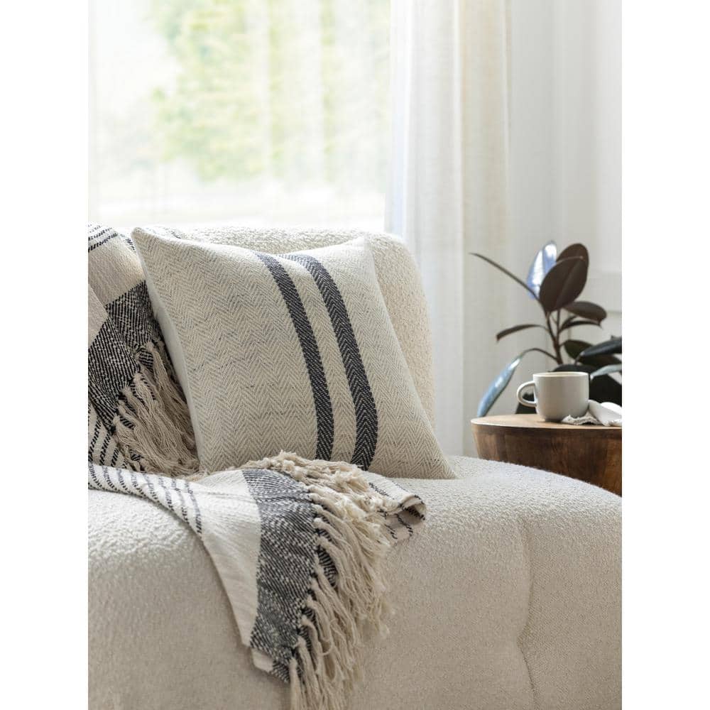 Brett 18" Beige and Light Brown Wool Blend Accent Pillow Set