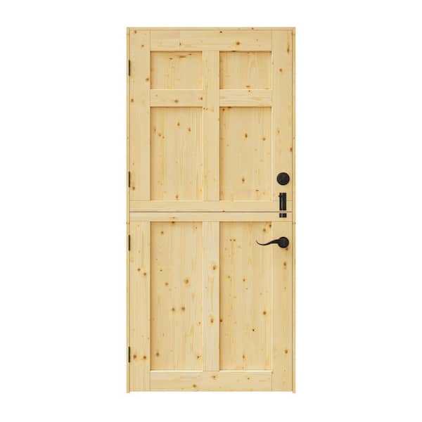 木戸 JELD-WEN 32 in. x 80 in. 6-Panel Unfinished Wood Prehung Left-Hand