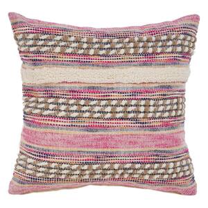 Eclectic Pink Striped Hypoallergenic Polyester 18 in. x 18 in. Throw Pillow