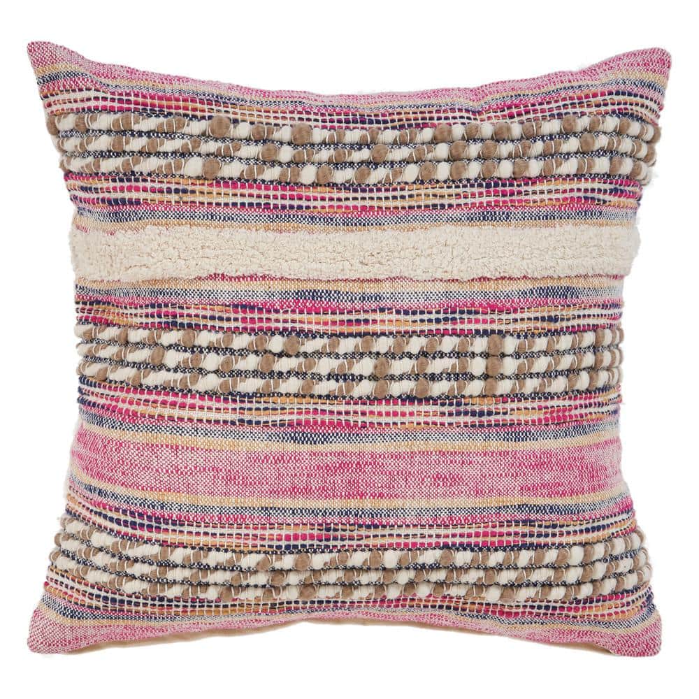 Lucia Eclectic Pink Striped Hypoallergenic Polyester 18 in. x 18 in. Indoor