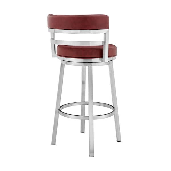 Armen Living Madrid Contemporary 26 In, Bar Stools Red Leather