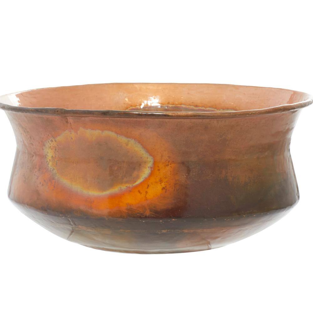 Set of 4 Rustic Copper Low Bowl Metal Planters