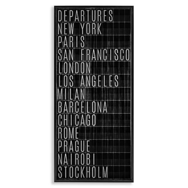 Airport Departures Major Cities by SunDance Group, LLC. Black Framed Country Giclee Art Print 30 in. x 13 in.