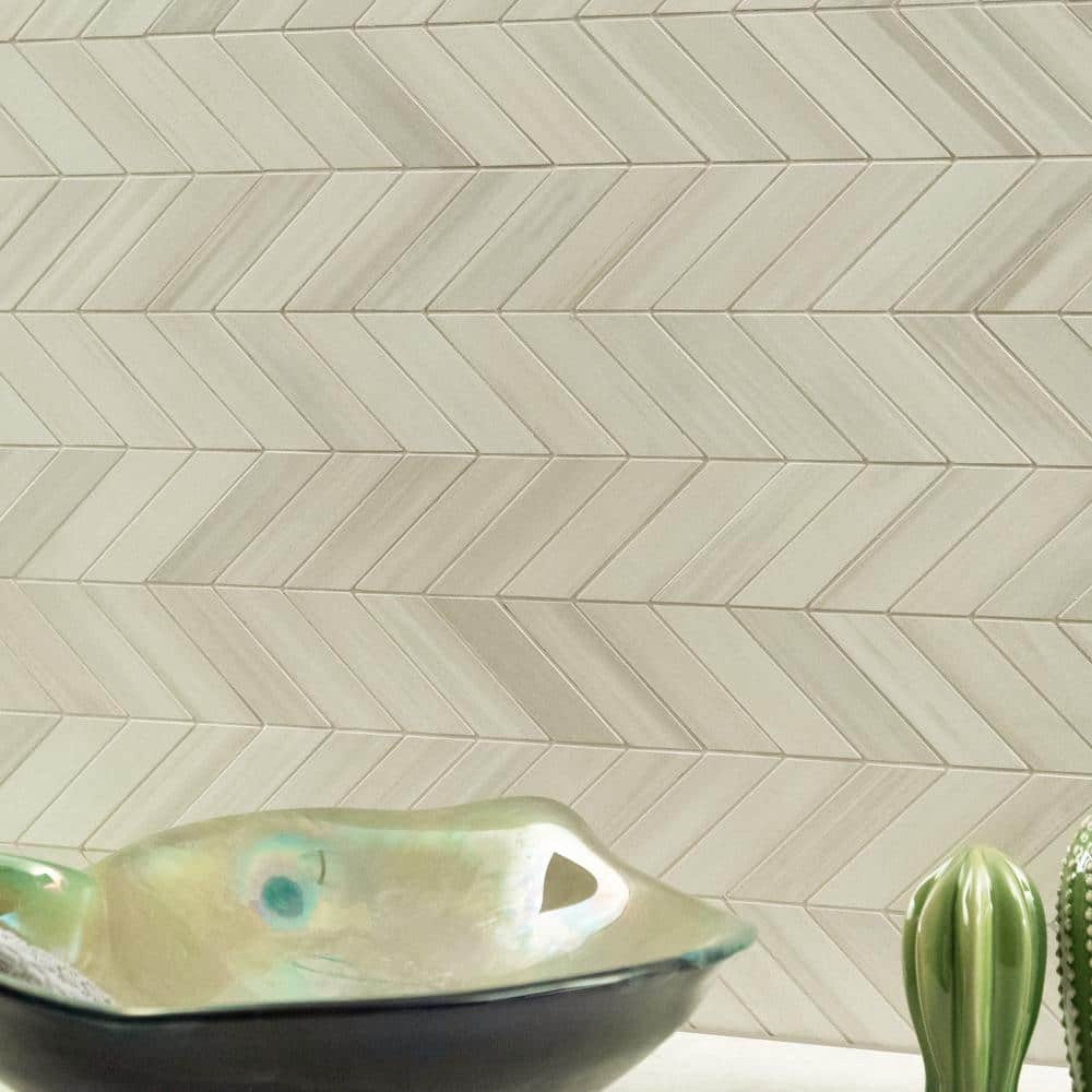 Bianco 12" x 15" Matte Porcelain Chevron Mosaic Tile