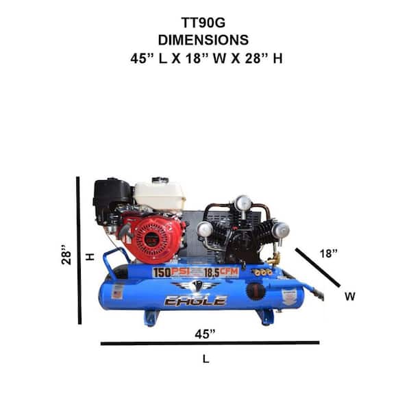 Eagle 10 Gal. Honda Gas Wheelbarrow Air Compressor TT90G - The