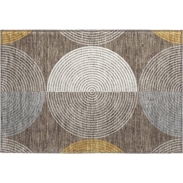 Mayfield Premium Machine Washable Abstract AMF2281 Brown 2 ft. x 3 ft. Accent Rug