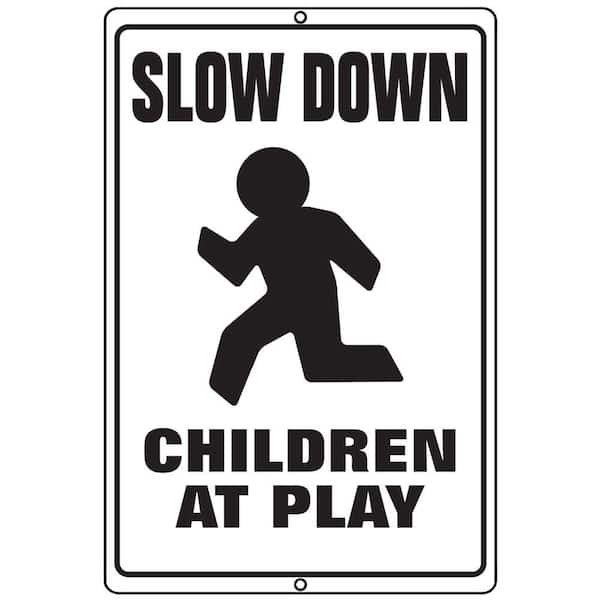 Hillman 18 in. x 12 in. Aluminum Slow Down Children At Play Sign