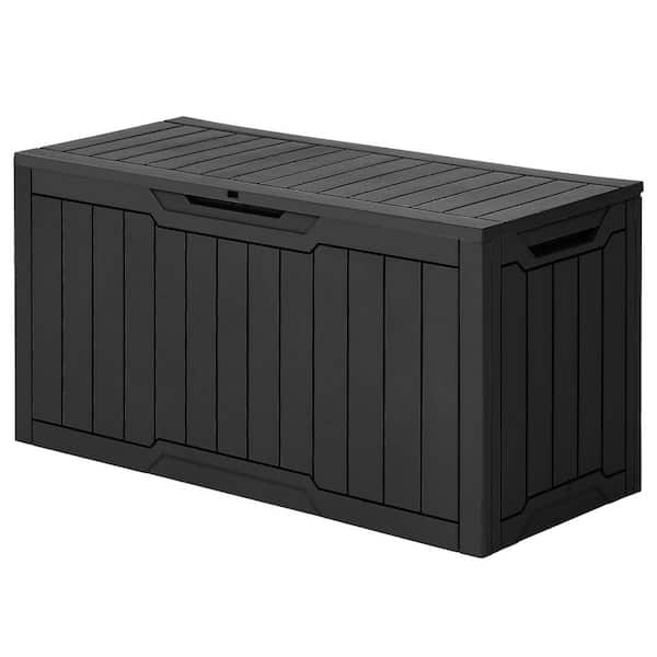 Unbranded 80 Gal. Black Large Resin Deck Box Water Resistant with Lockable Lid