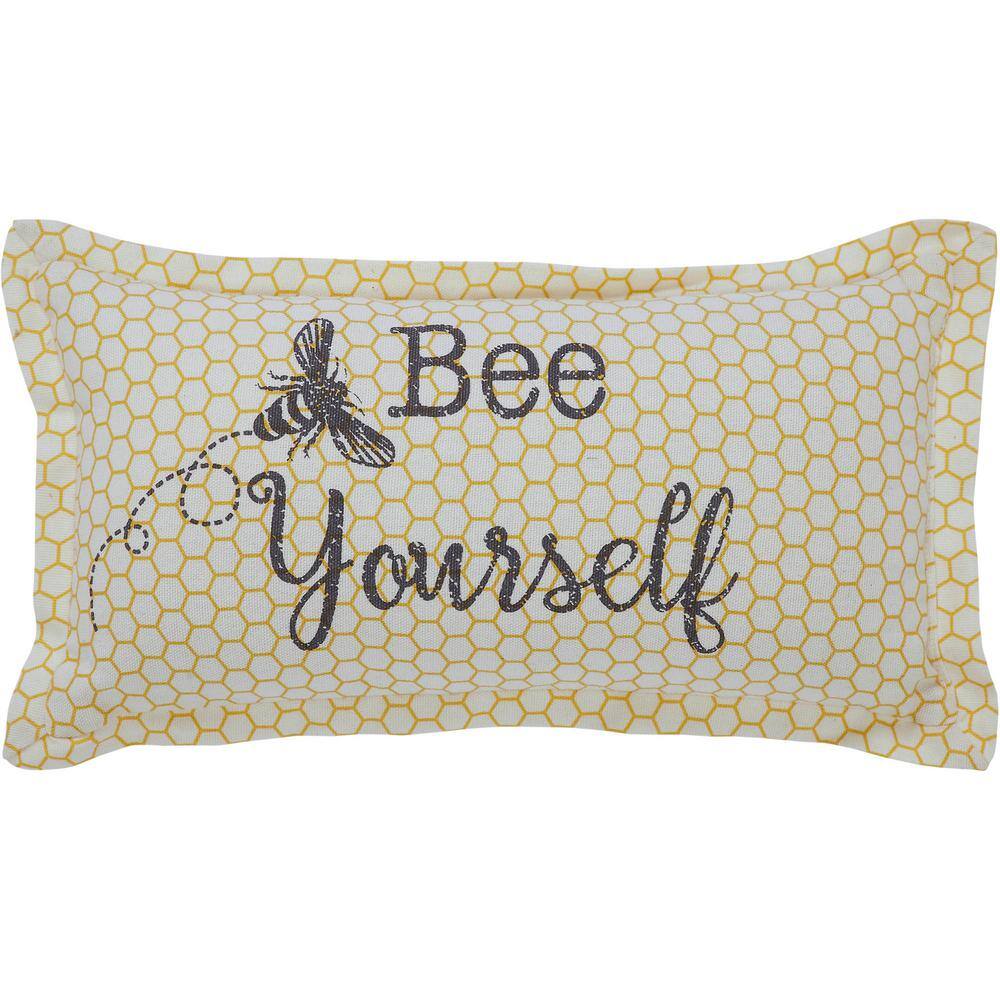 Buzzy Bees Yellow Antique White Grey Bee Yourself 7 in. x 13 in. Throw Pillow price history on PriceWatchPro