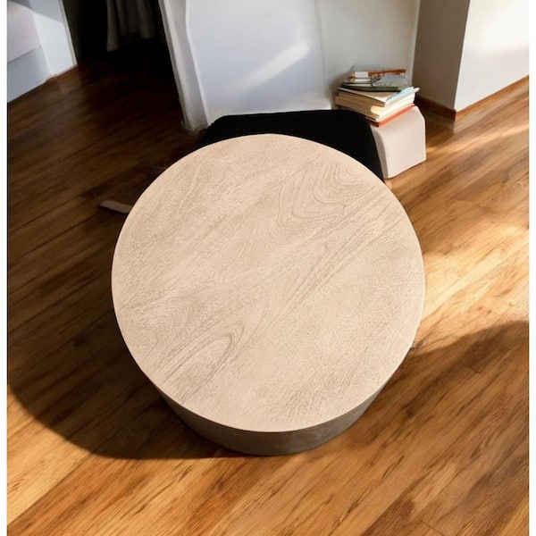 HomeRoots 20 in. Natural Round Wood End Table