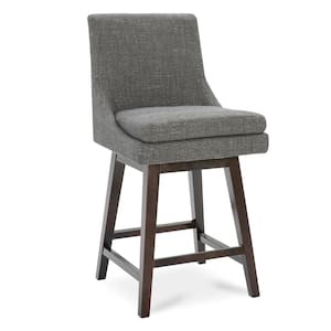 Fiona 26.8 in. Fog Gray High Back Solid Wood Frame Swivel Counter Height Bar Stool with Fabric Seat(Set of 2)
