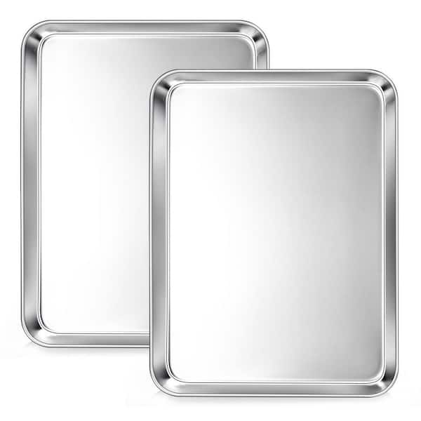 2pcs Stainless Steel Baking Sheet Pan Set 12.5 in. Cookie Tray Bakeware Heavy Gauge Rust-Free Dishwasher Safe