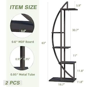 5-Tier Metal Black Plant Stand, Plant Stand for Pot Display, Suitable for Living Room, Balcony and Bedroom (2-Pieces)