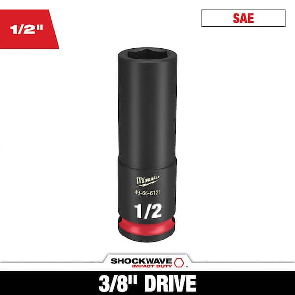 Milwaukee SHOCKWAVE 3/8 in. Drive 1/2 in. Deep 6 Point Impact Socket (1-Pack)