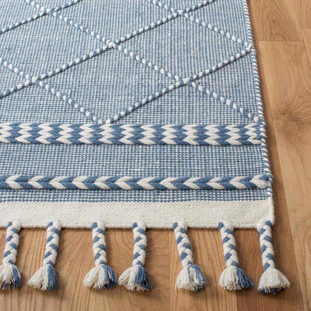 Casablanca Hand-Tufted Blue Wool Shag Rug 5' x 8'