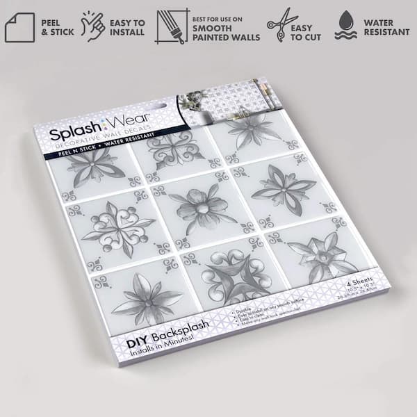 10.5 in x 10.5 in Painted Decorative Vinyl Peel and Stick Wall TIle (4-Pack)