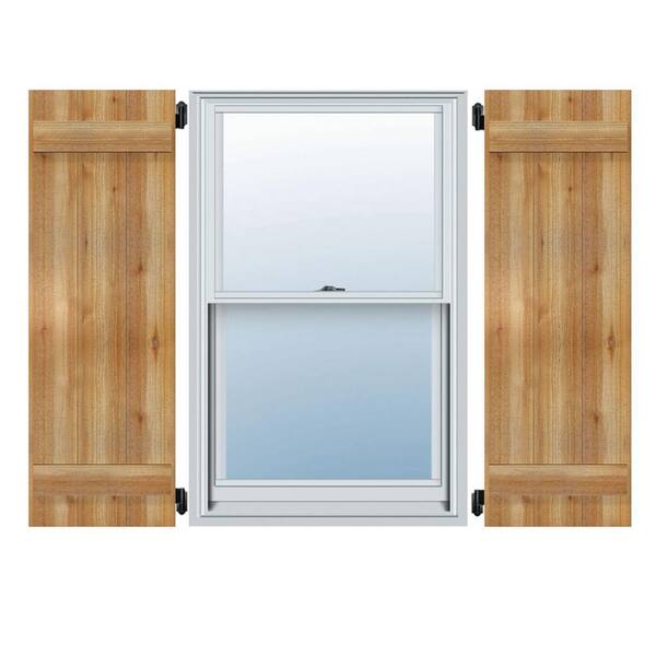 Ekena Millwork 10-3/4" X 31"Timbercraft Rustic Wood Two 5-3/8"Joined Board and Batten Shutters Rough Sawn Cedar(pair)