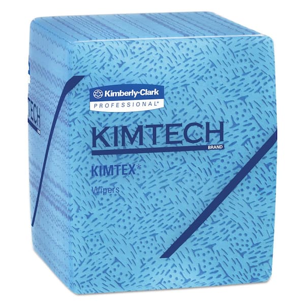 Kimtech Oil, Grease and Ink Cloths, Quarter-Fold, 12-1/2 in. x 12 in., Blue, 66/Box, 8 Boxes/Carton