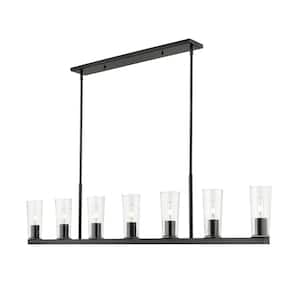 Titus 7-Light in Matte Black Linear Chandelier with no bulbs included