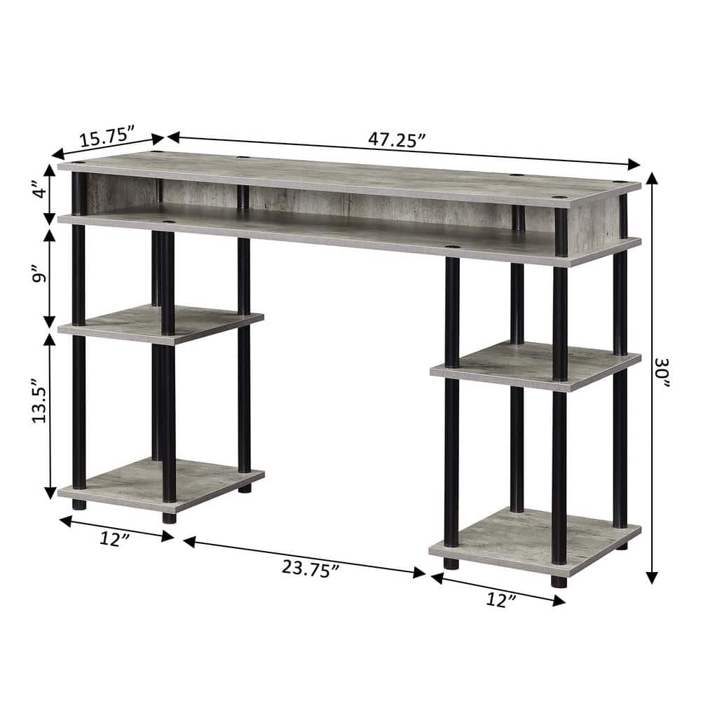 Faux Birch and Black Student Desk with Shelves