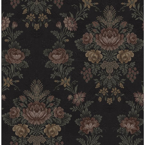 30.75 sq. ft. Wrought Iron Hasset Tapestry Floral Vinyl Peel and Stick Wallpaper Roll