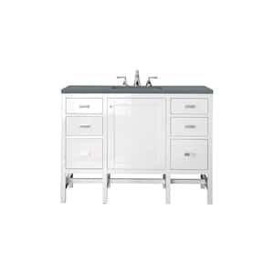 Addison 48 in. W x 23.5 in. D x 35.5 in. H Bathroom Vanity in Glossy White with Cala Blue Quartz Top