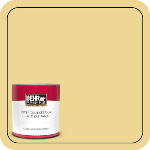 BEHR PREMIUM PLUS 1 qt. #370D-4 Mustard Seed Hi-Gloss Enamel Interior/Exterior Paint & Primer