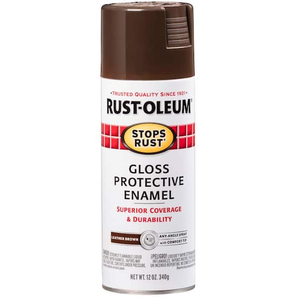 Rust Oleum Stops Rust 12 Oz Protective Enamel Gloss Leather Brown Spray Paint 6 Pack 7775830 The Home Depot